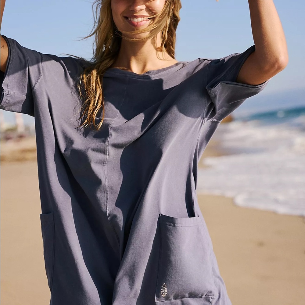 Free People Indigo Hot Shot Tee Romper